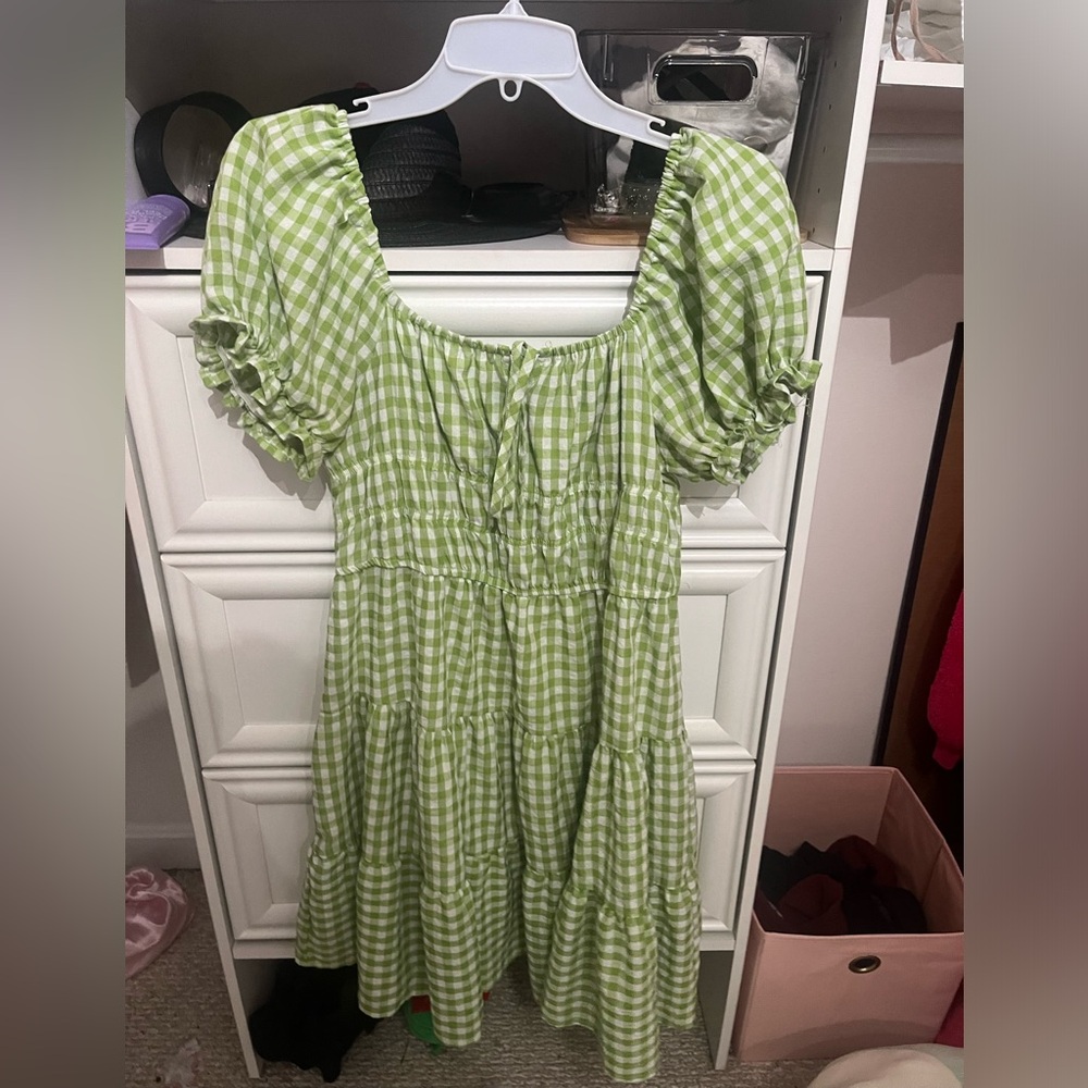 *Free w/ Bundle* Green Gingham Dress